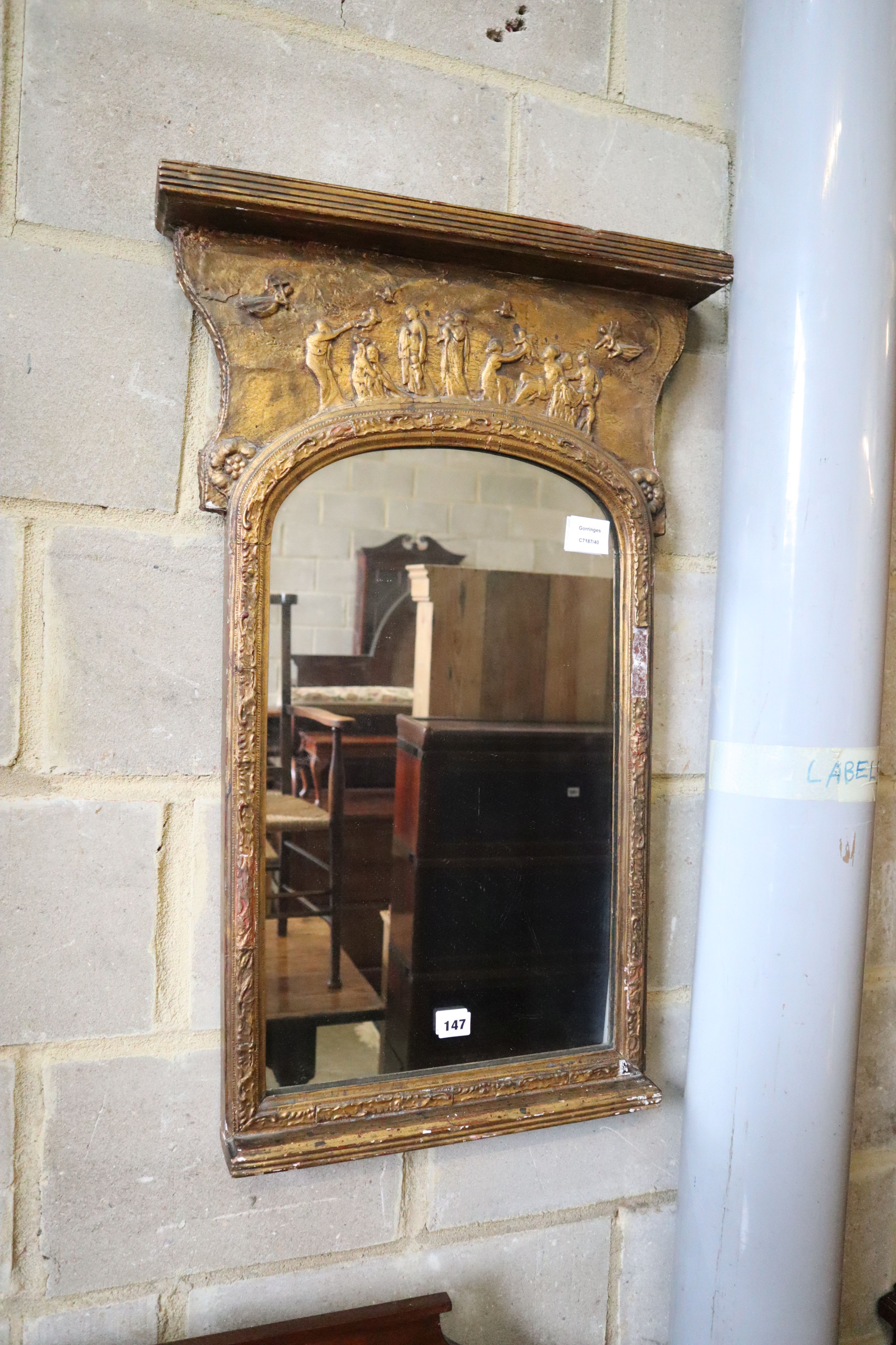 A gilt gesso wall mirror, 53 x 83cm